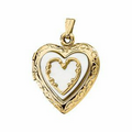 14K Yellow Gold Mother of Pearl Heart Locket